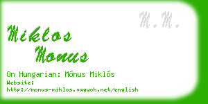miklos monus business card