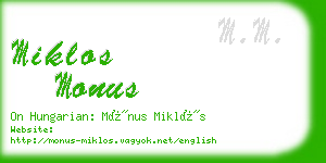 miklos monus business card